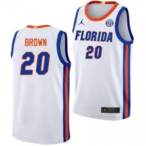 UF Gators #20 Isaiah Brown White Basketball Jersey | Men's NCAA Authentic Edition 84896584