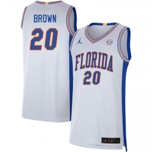 UF Gators #20 Isaiah Brown White Basketball Jersey | Men's NCAA Authentic Edition 31658504