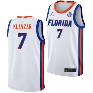 UF Gators #7 Urban Klavzar White Basketball Jersey | Men's NCAA Authentic Edition 89657011