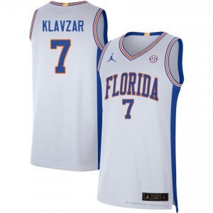 UF Gators #7 Urban Klavzar White Basketball Jersey | Men's NCAA Authentic Edition 49728567