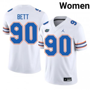#90 Brendan Bett Florida White Women's Jersey | Premium High School Football Gear 46230268