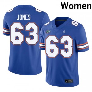 UF Gators #63 Caden Jones Royal Football Jersey | Women's NCAA Authentic Edition 69854533
