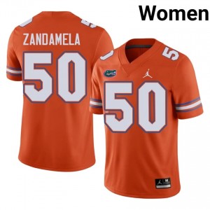 Jason Zandamela Gators #50 Orange Football Jersey | Women's Authentic Player Edition 98995463