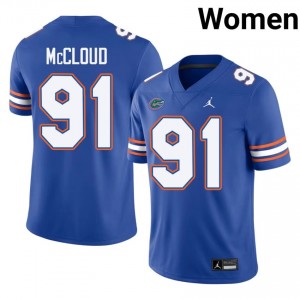 UF Gators #91 Jeramiah McCloud Royal Football Jersey | Women's NCAA Authentic Edition 62780951