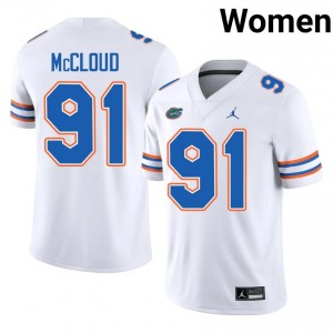 Jeramiah McCloud Gators #91 White Football Jersey | Women's Authentic High School Edition 34895429