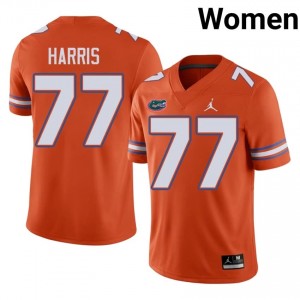 UF Gators #77 Knijeah Harris Orange Football Jersey | Women's NCAA Authentic Edition 25352074