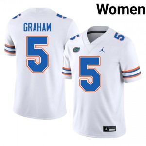 UF Gators #5 Myles Graham White Football Jersey | Women's NCAA Authentic Edition 22475715