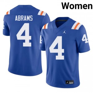 UF Gators #4 TJ Abrams Royal Football Alternate Jersey | Women's NCAA Authentic Edition 21556397