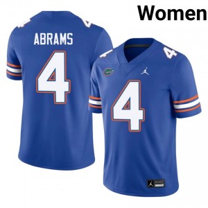 UF Gators #4 TJ Abrams Royal Football Jersey | Women's NCAA Authentic Edition 69924818