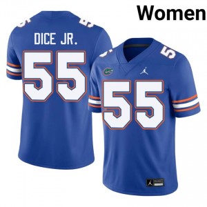 TJ Dice Jr. Gators #55 Royal Football Jersey | Women's Authentic University Edition 85695478
