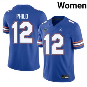 UF Gators #12 Aaron Philo Royal Football Jersey | Women's NCAA Authentic Edition 53944530