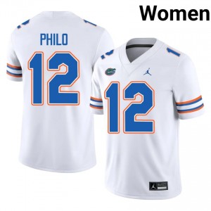 Aaron Philo Gators #12 White Football Jersey | Women's Authentic High School Edition 86170569