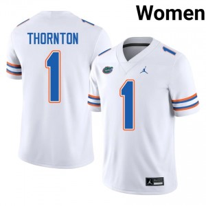 Bryce Thornton Gators #1 White Football Jersey | Women's Authentic High School Edition 80460542