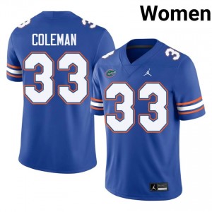 UF Gators #33 DJ Coleman Royal Football Jersey | Women's NCAA Authentic Edition 65248103