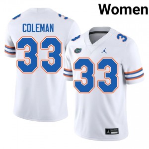 DJ Coleman Gators #33 White Football Jersey | Women's Authentic High School Edition 33782132