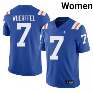 UF Gators #7 Danny Wuerffel Royal Football Alternate Jersey | Women's NCAA Authentic Edition 82863444