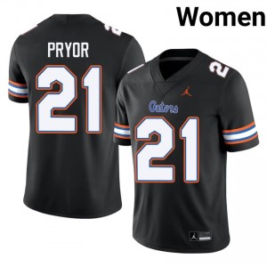 UF Gators #21 Evan Pryor Black Football Jersey | Women's NCAA Authentic Edition 36262152