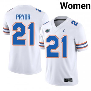 #21 Evan Pryor Florida White Women's Jersey | Premium High School Football Gear 22337189