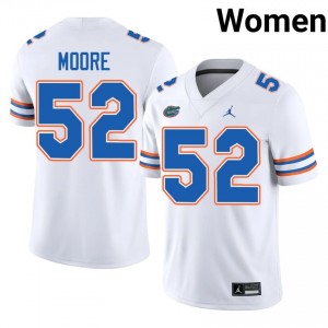 UF Gators #52 Harrison Moore White Football Jersey | Women's NCAA Authentic Edition 59825518
