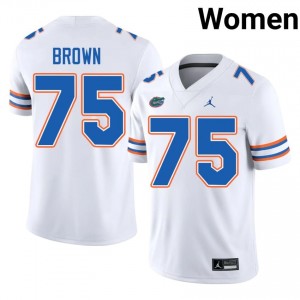 UF Gators #75 Lomas Brown White Football Jersey | Women's NCAA Authentic Edition 26769070