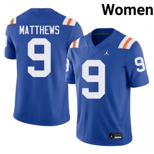 Shane Matthews Gators #9 Royal Football Alternate Jersey | Women's Authentic College Edition 20403816