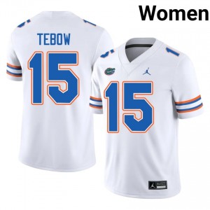 UF Gators #15 Tim Tebow White Football Jersey | Women's NCAA Authentic Edition 68585310