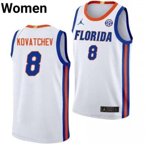 Alex Kovatchev Gators #8 White Basketball Jersey | Women's Authentic NCAA Edition 37856589