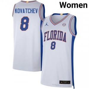 UF Gators #8 Alex Kovatchev White Basketball Jersey | Women's NCAA Authentic Edition 30504539
