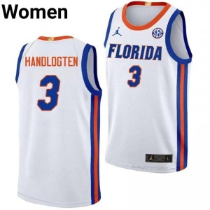 UF Gators #3 Micah Handlogten White Basketball Jersey | Women's NCAA Authentic Edition 74824658
