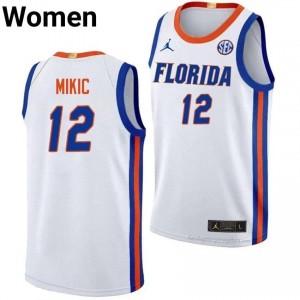 UF Gators #12 Viktor Mikic White Basketball Jersey | Women's NCAA Authentic Edition 38417110