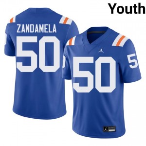 UF Gators #50 Jason Zandamela Royal Football Alternate Jersey | Youth NCAA Authentic Edition 37736219
