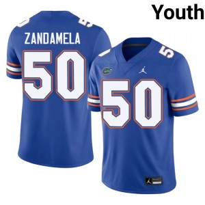 UF Gators #50 Jason Zandamela Royal Football Jersey | Youth NCAA Authentic Edition 31543288