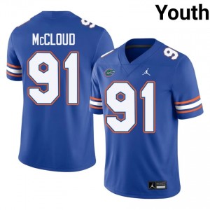 Jeramiah McCloud Gators #91 Royal Football Jersey | Youth Authentic University Edition 94857803