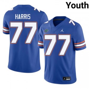 Knijeah Harris #77 Florida Gators Royal Football University Jersey | Youth Official Team Gear 85949481