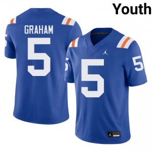 UF Gators #5 Myles Graham Royal Football Alternate Jersey | Youth NCAA Authentic Edition 47275298