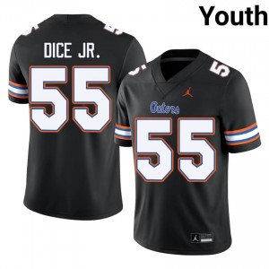 TJ Dice Jr. Gators #55 Black Football Jersey | Youth Authentic NCAA Edition 23168462