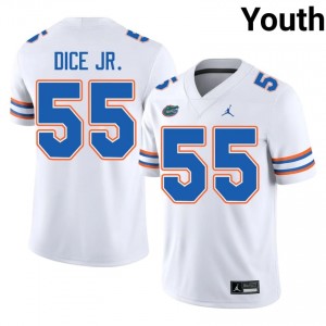TJ Dice Jr. #55 Florida Gators White Football High School Jersey | Youth Official Team Gear 15887455
