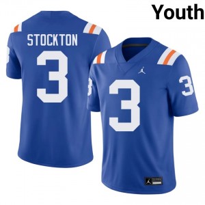 UF Gators #3 Bailey Stockton Royal Football Alternate Jersey | Youth NCAA Authentic Edition 87510984