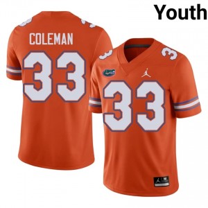 DJ Coleman #33 Florida Gators Orange Football Player Jersey | Youth Official Team Gear 61416659