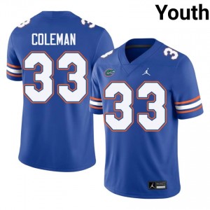DJ Coleman Gators #33 Royal Football Jersey | Youth Authentic University Edition 96217105