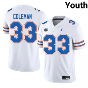 #33 DJ Coleman Florida White Youth Jersey | Premium High School Football Gear 91131164
