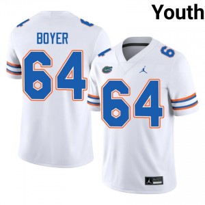 UF Gators #64 Eagan Boyer White Football Jersey | Youth NCAA Authentic Edition 71601594