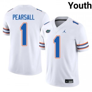 UF Gators #1 Ricky Pearsall White Football Jersey | Youth NCAA Authentic Edition 76522028