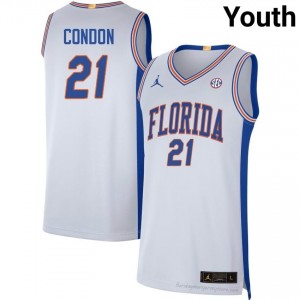 UF Gators #21 Alex Condon White Basketball Jersey | Youth NCAA Authentic Edition 47017871