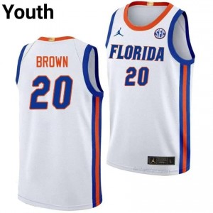 UF Gators #20 Isaiah Brown White Basketball Jersey | Youth NCAA Authentic Edition 76100321