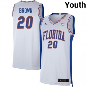 UF Gators #20 Isaiah Brown White Basketball Jersey | Youth NCAA Authentic Edition 59466772