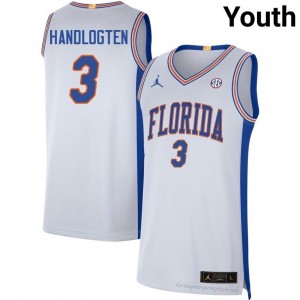 UF Gators #3 Micah Handlogten White Basketball Jersey | Youth NCAA Authentic Edition 71195043