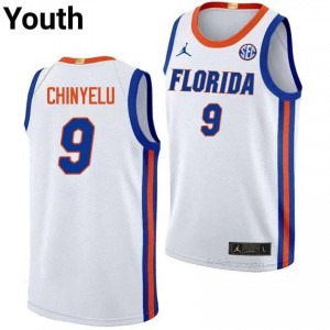 Rueben Chinyelu Gators #9 White Basketball Jersey | Youth Authentic High School Edition 81737371