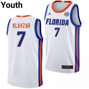 UF Gators #7 Urban Klavzar White Basketball Jersey | Youth NCAA Authentic Edition 45378743