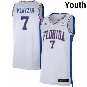 UF Gators #7 Urban Klavzar White Basketball Jersey | Youth NCAA Authentic Edition 47354760